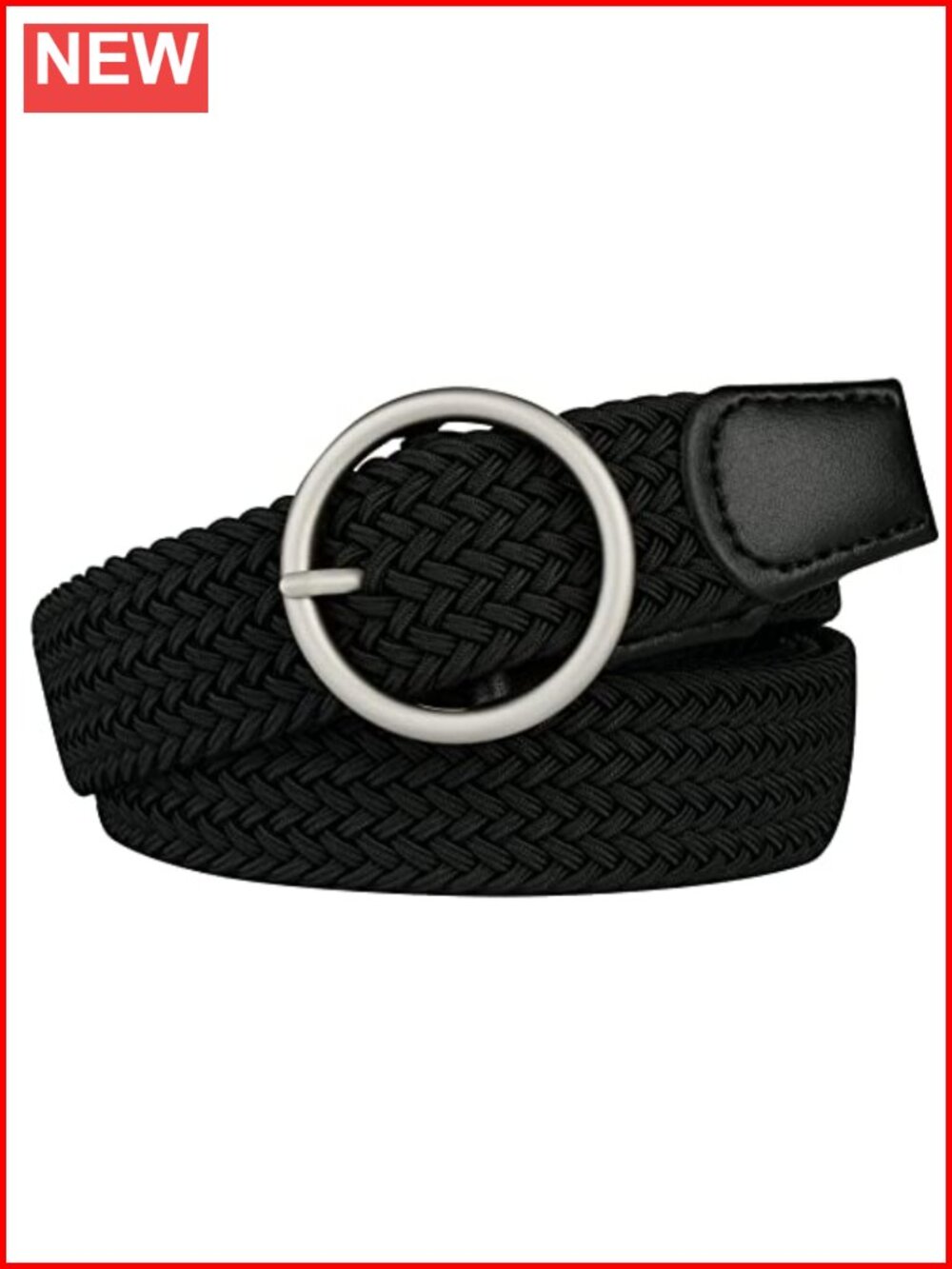 Plus Size Stretch Belt Elastic Braid-Woven Adjustable No-Hole Waist Belt